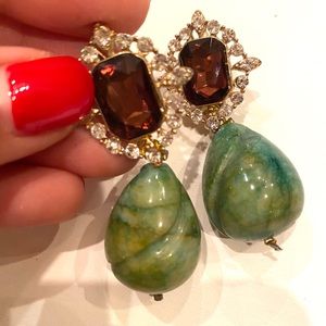 Handmade Vintage Earrings Green & purple